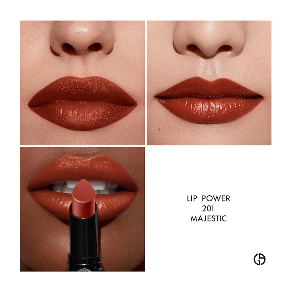 ARMANI BEAUTY - LIP POWER LONG LASTING SATIN LIPSTICK - WARM BROWN (NEW) - MyVaniteeCase