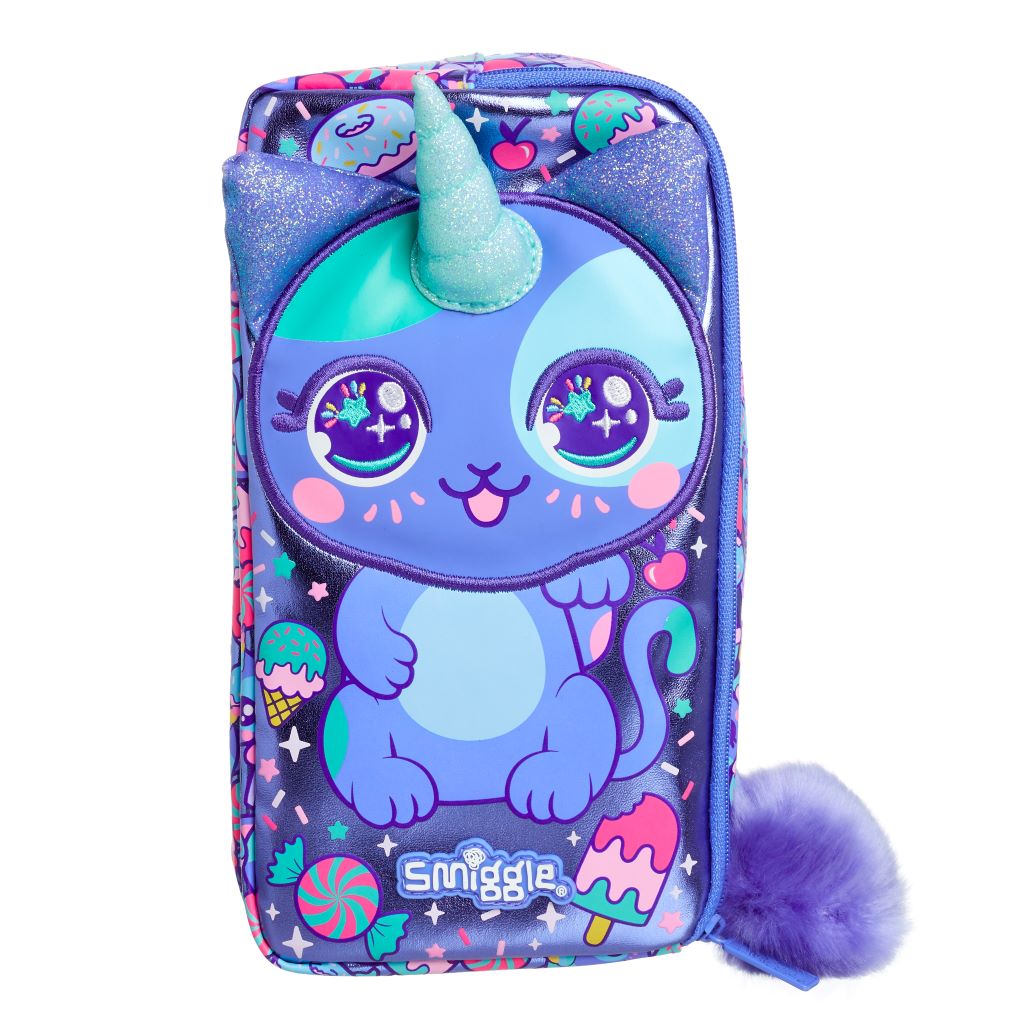 SMIGGLE - BUDZ CHARACTER TWO POCKET PENCIL CASE - PURPLE