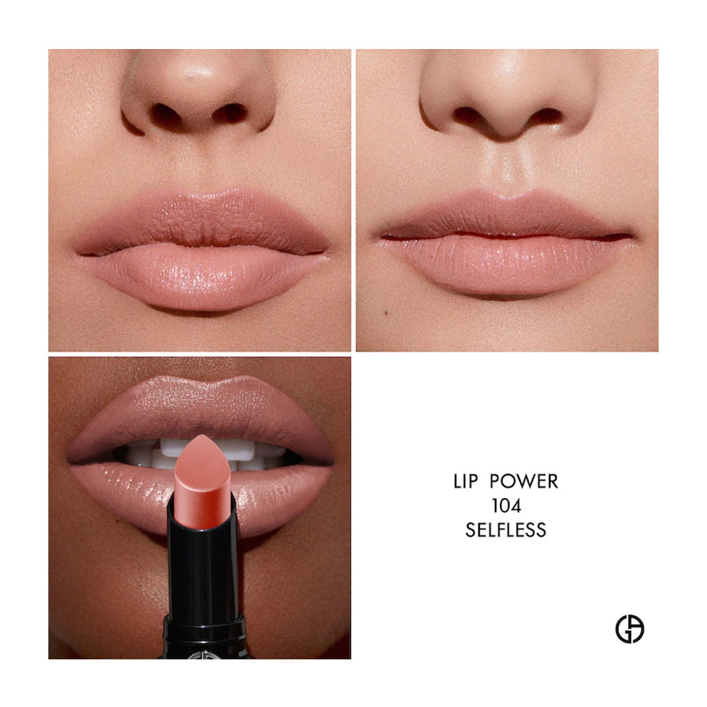 ARMANI BEAUTY - LIP POWER LONG LASTING SATIN LIPSTICK (SELFLESS-MEDIUM BEIGE MAUVE)