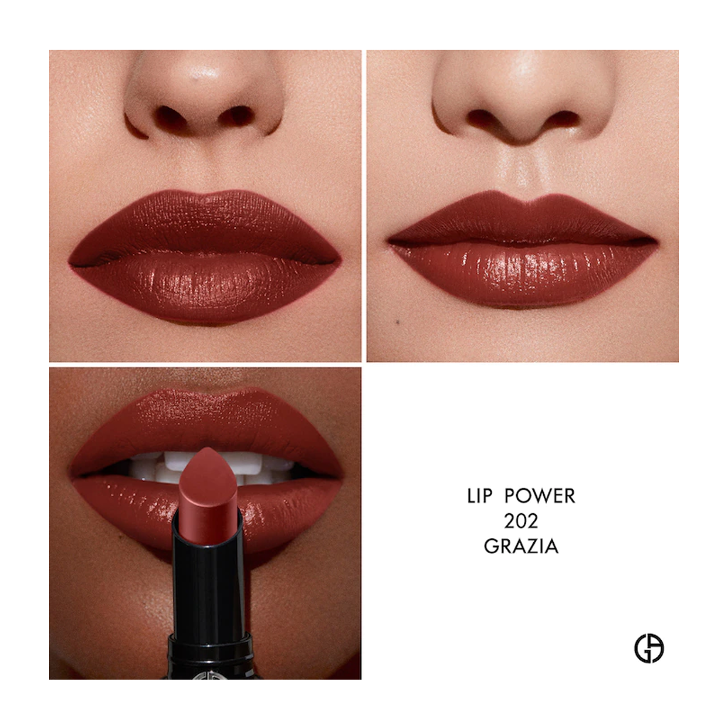 ARMANI BEAUTY - LIP POWER LONG LASTING SATIN LIPSTICK -BROWN ROSE (NEW)