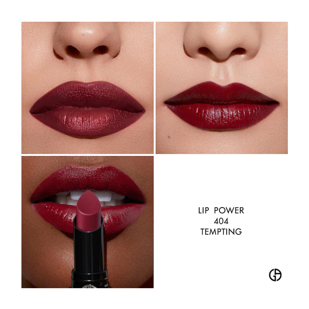 ARMANI BEAUTY - LIP POWER LONG LASTING SATIN LIPSTICK (BURGUNDY RED)