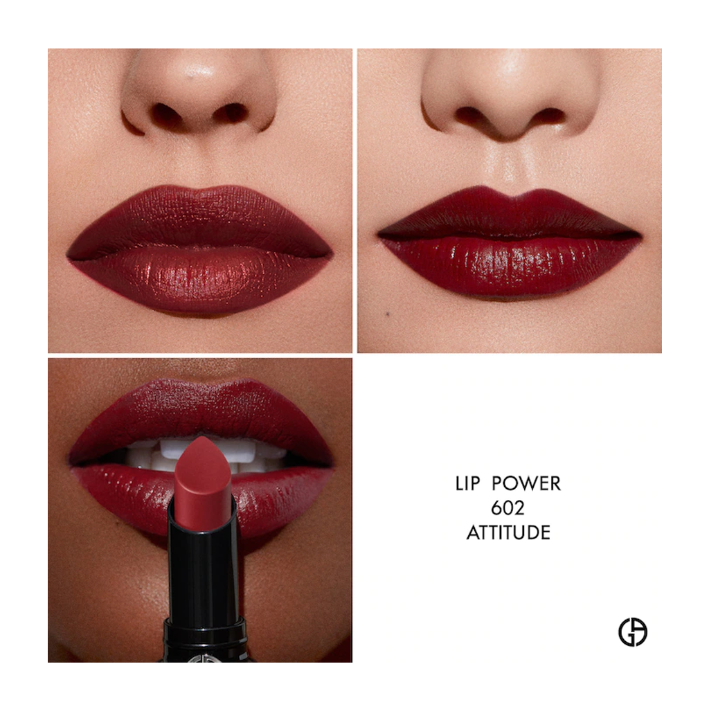 ARMANI BEAUTY - LIP POWER LONG LASTING SATIN LIPSTICK (BURGUNDY PLUM)